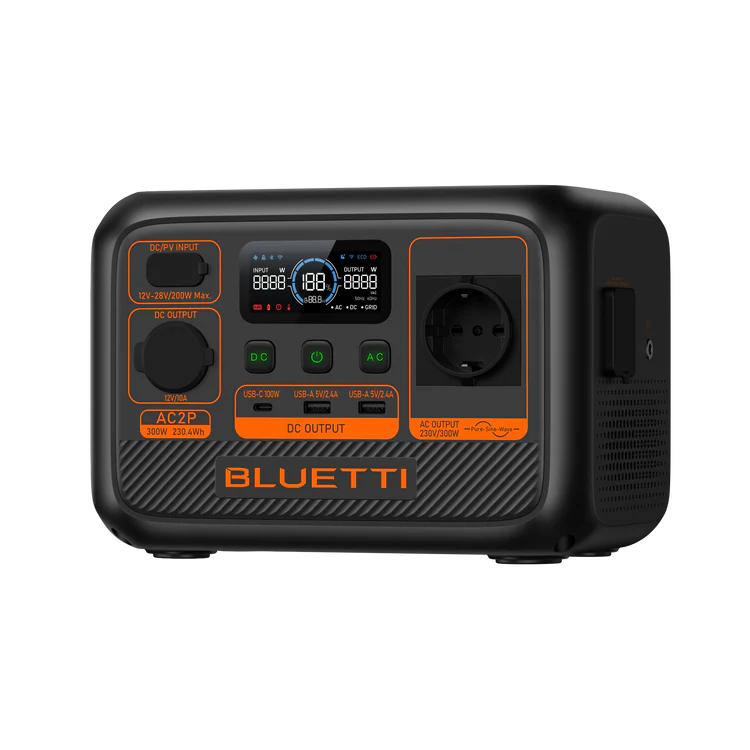 Bluetti AC2P - Pålitlig kraftstation (300W 230,4Wh) 