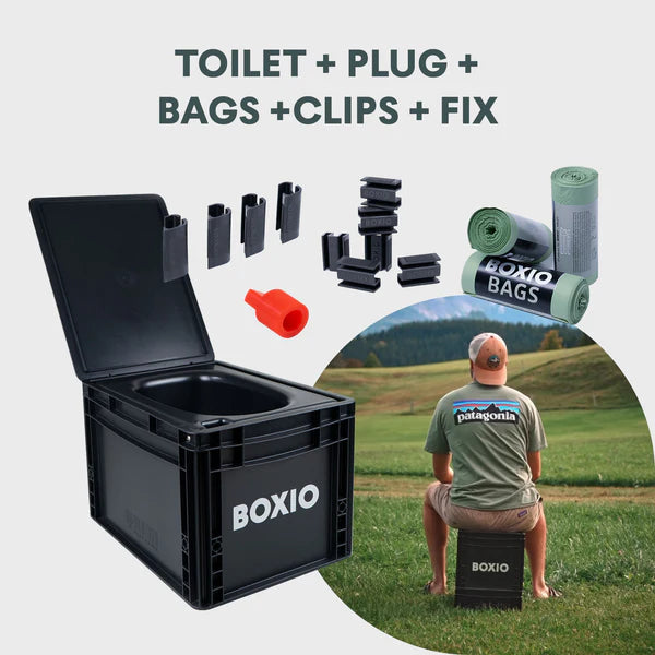 BOXIO - SANITARY: Komplettset mit Toilette, mobilem Waschbecken und Zubehör