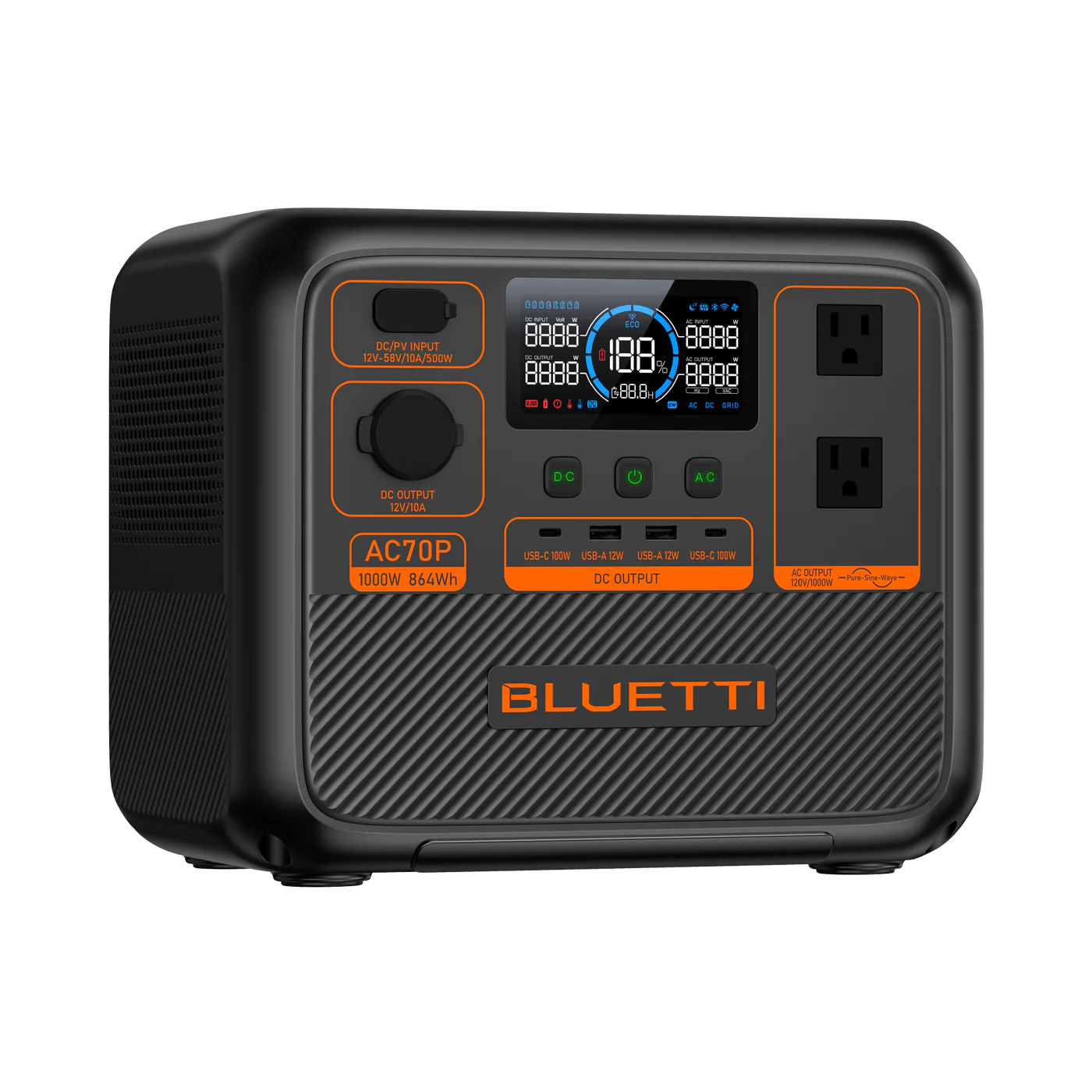 Bluetti AC70P - Pålitlig kraftstation (1000W | 864Wh) 