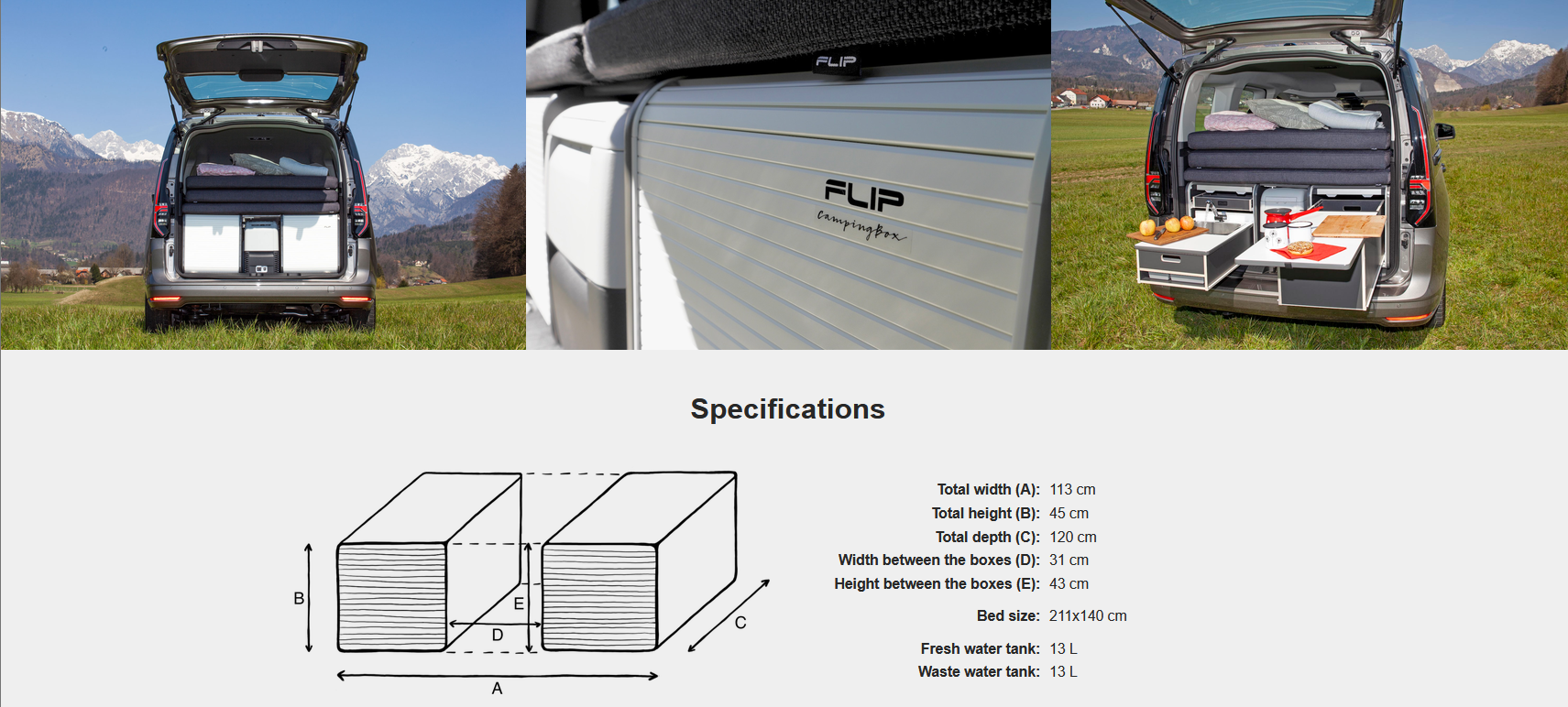 FLIP Camping Box – Luxuriöses Wohnmobil-Modul 