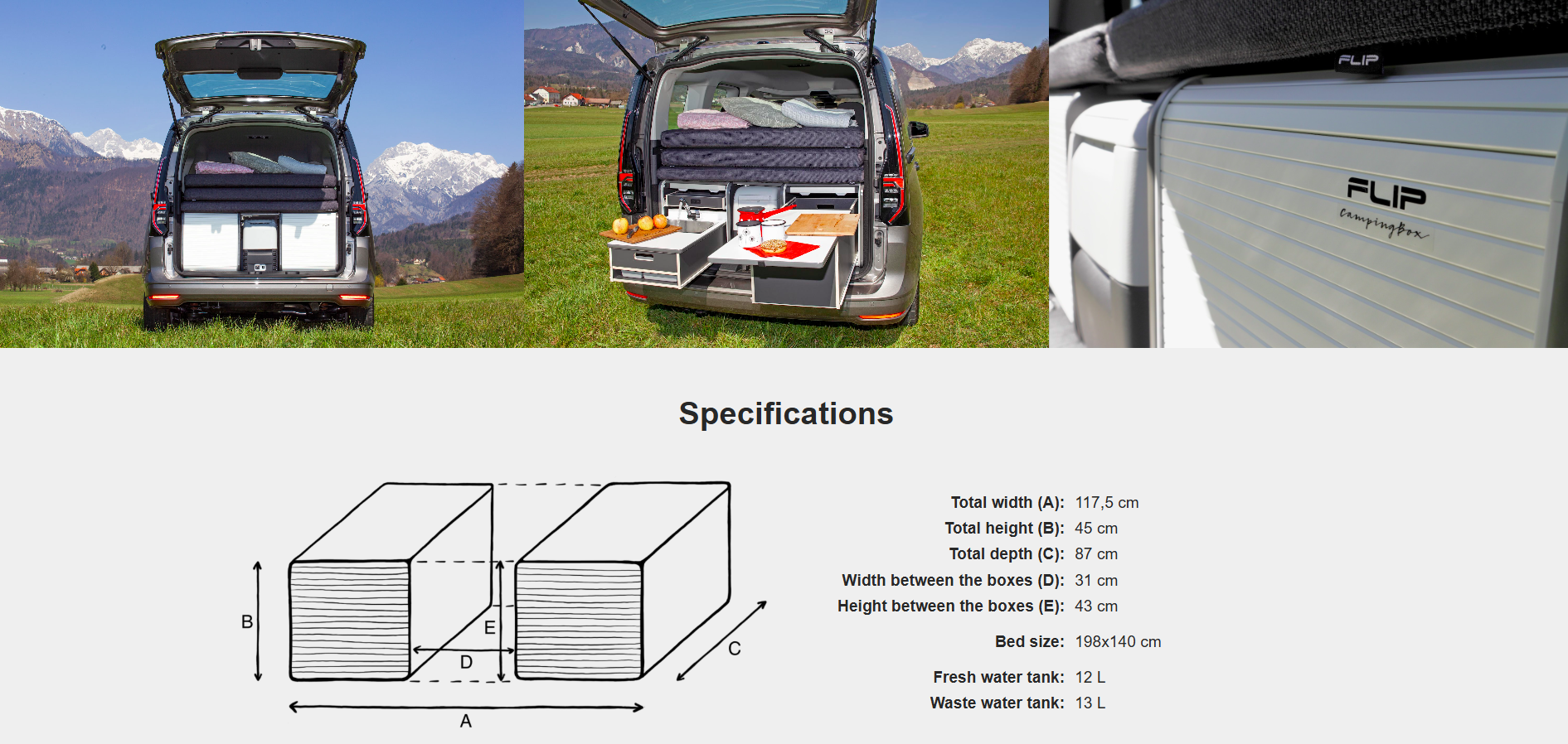 FLIP Camping Box – Luxuriöses Wohnmobil-Modul 