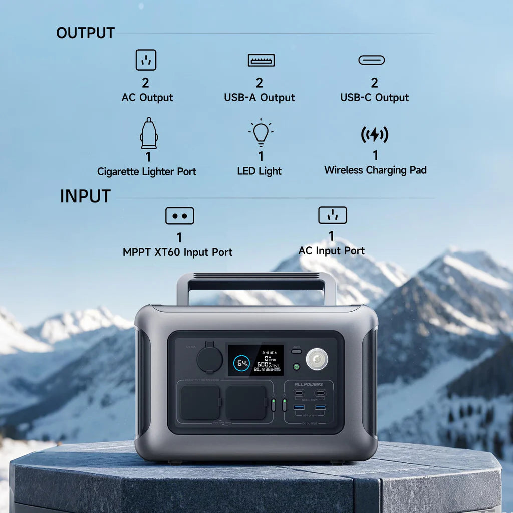 ALLPOWERS R600 Power Station 600W 299Wh LiFeP04 Battery